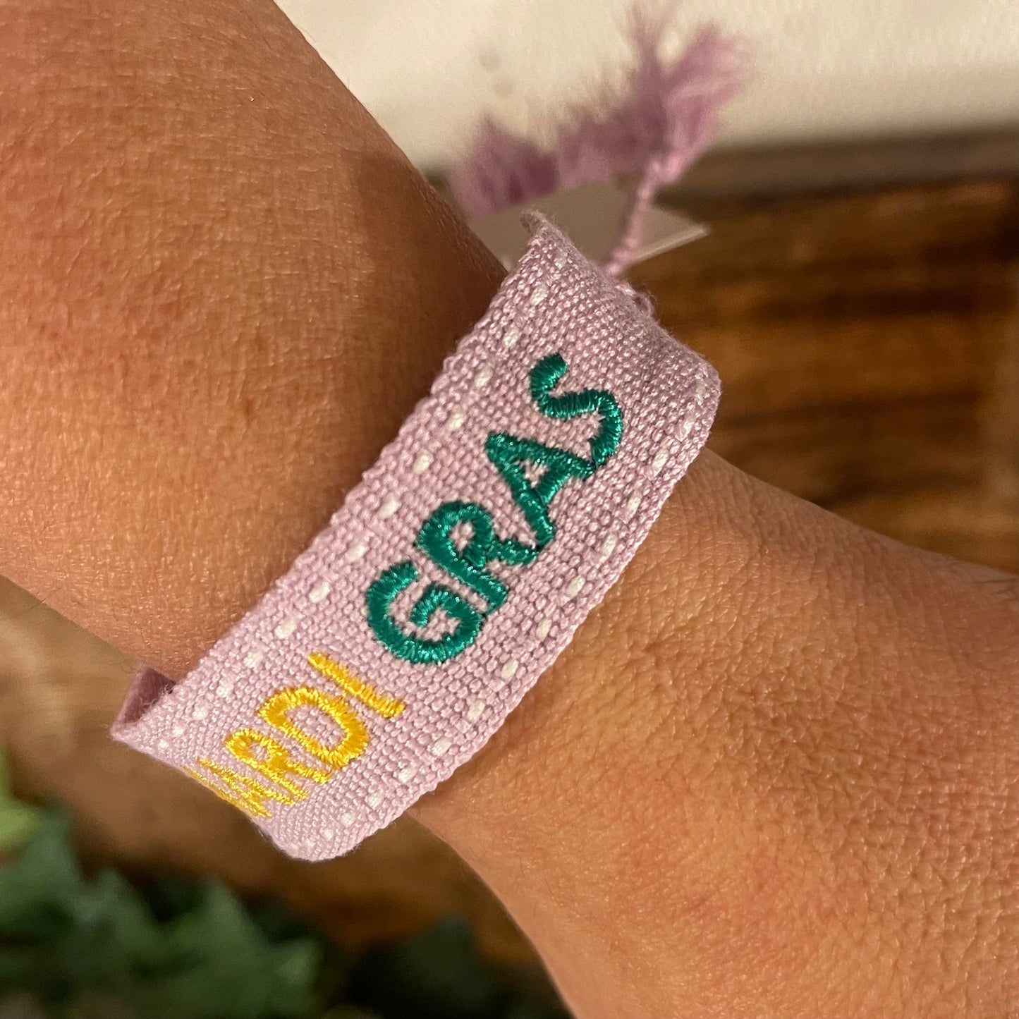 Mardi Gras Fabric Bolo Bracelet