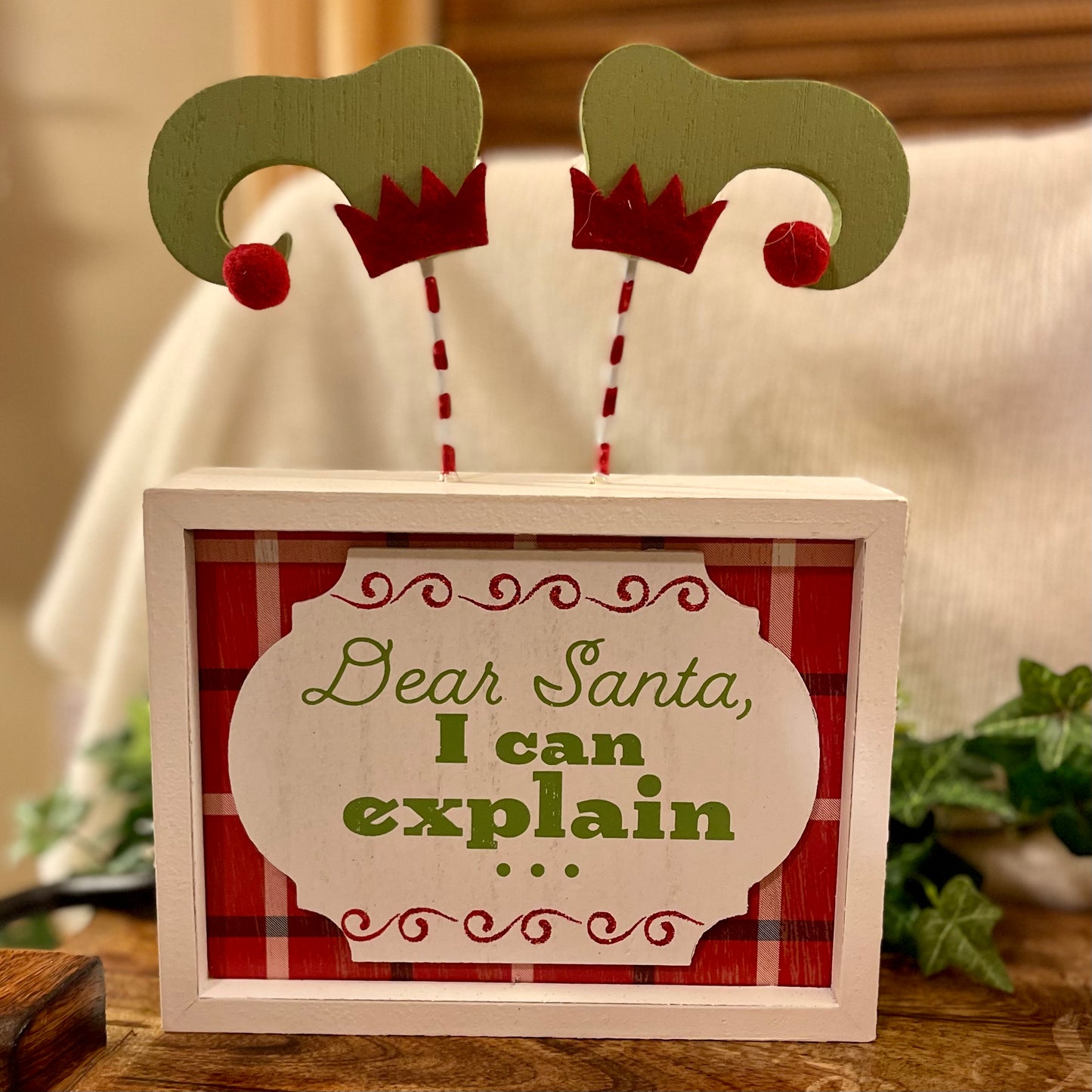 Holiday Table Decor • Wooden Pedestal Sign or Elf Sign