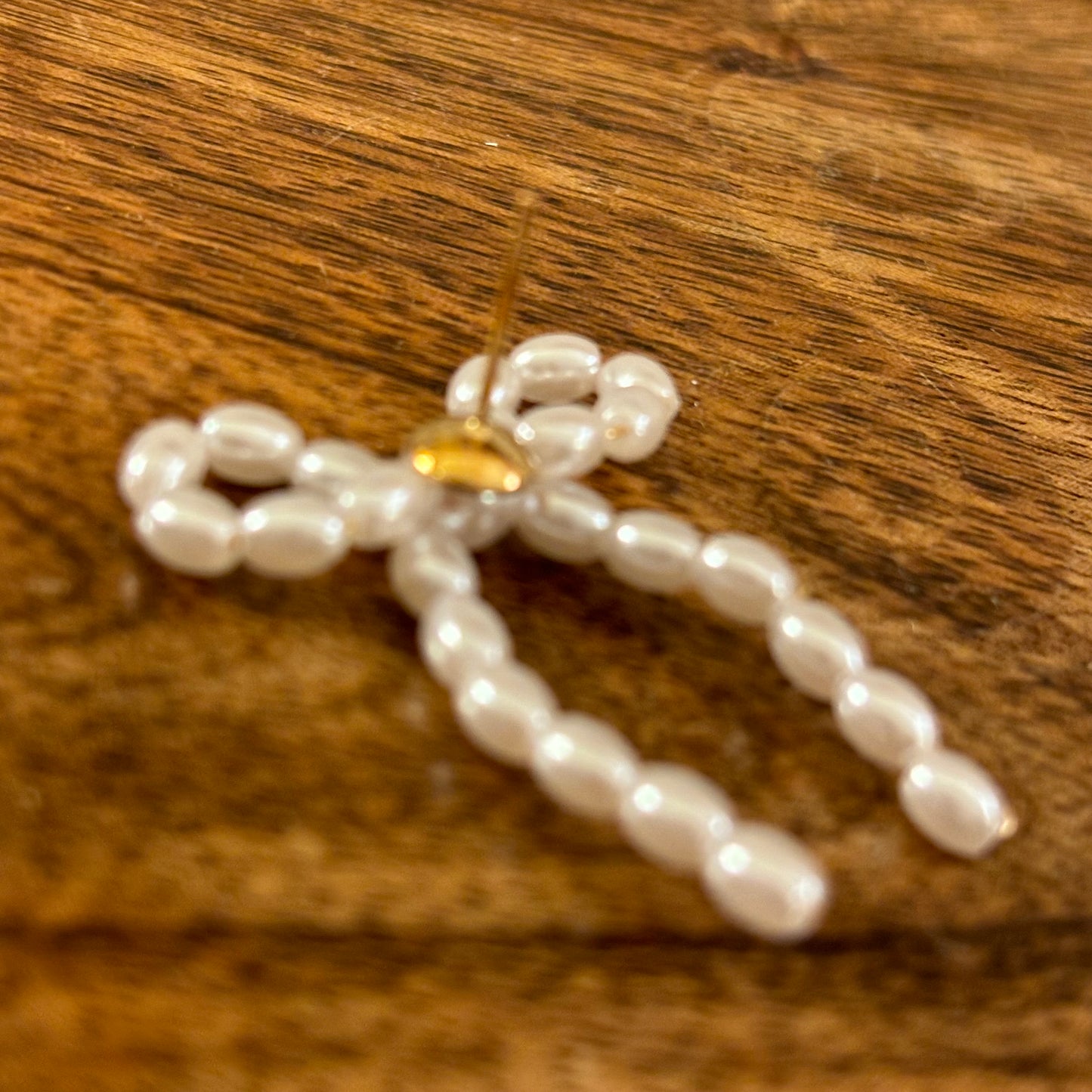 Bow Faux Pearl Post Back Earrings