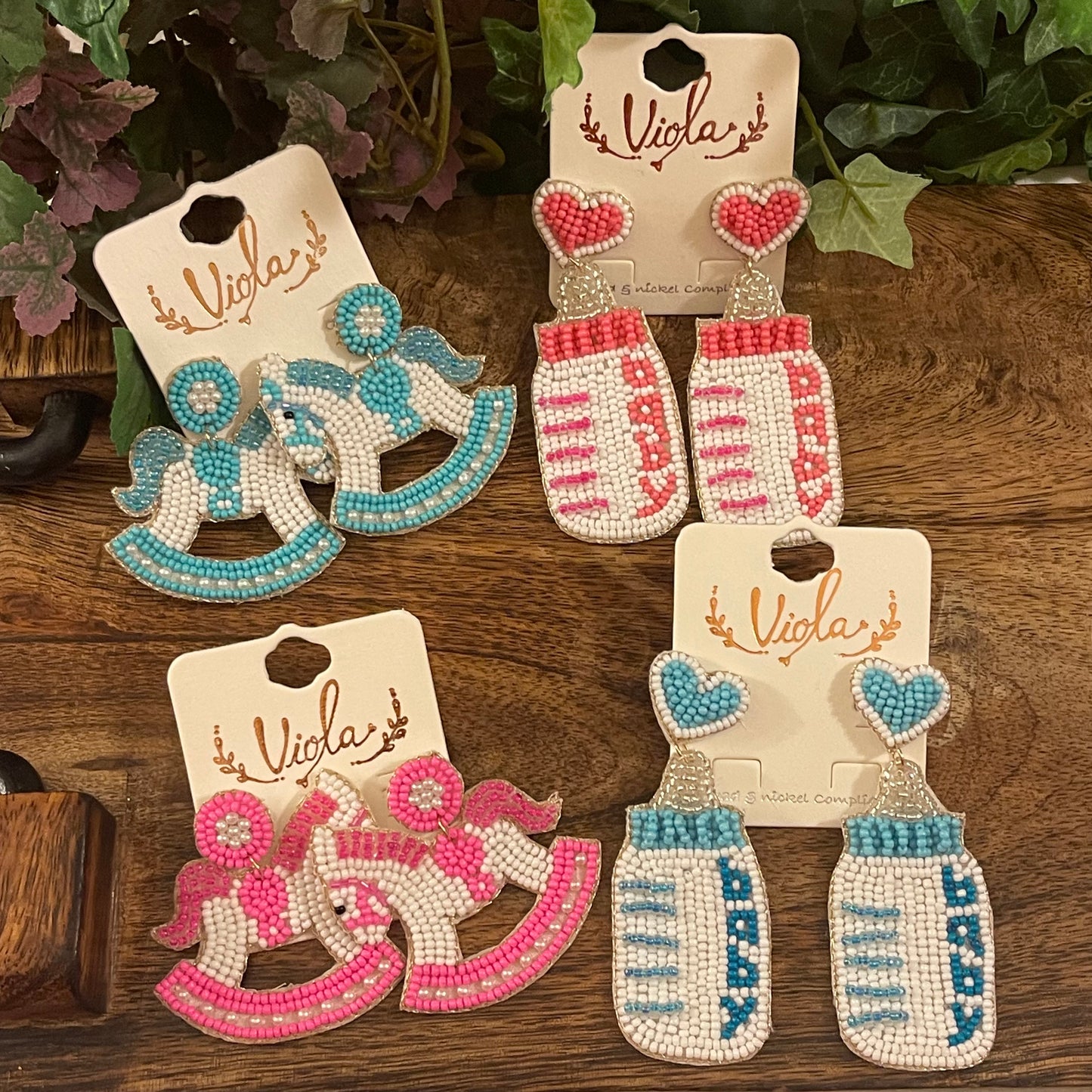 Gender Reveal Seed Bead Post Back Earrings