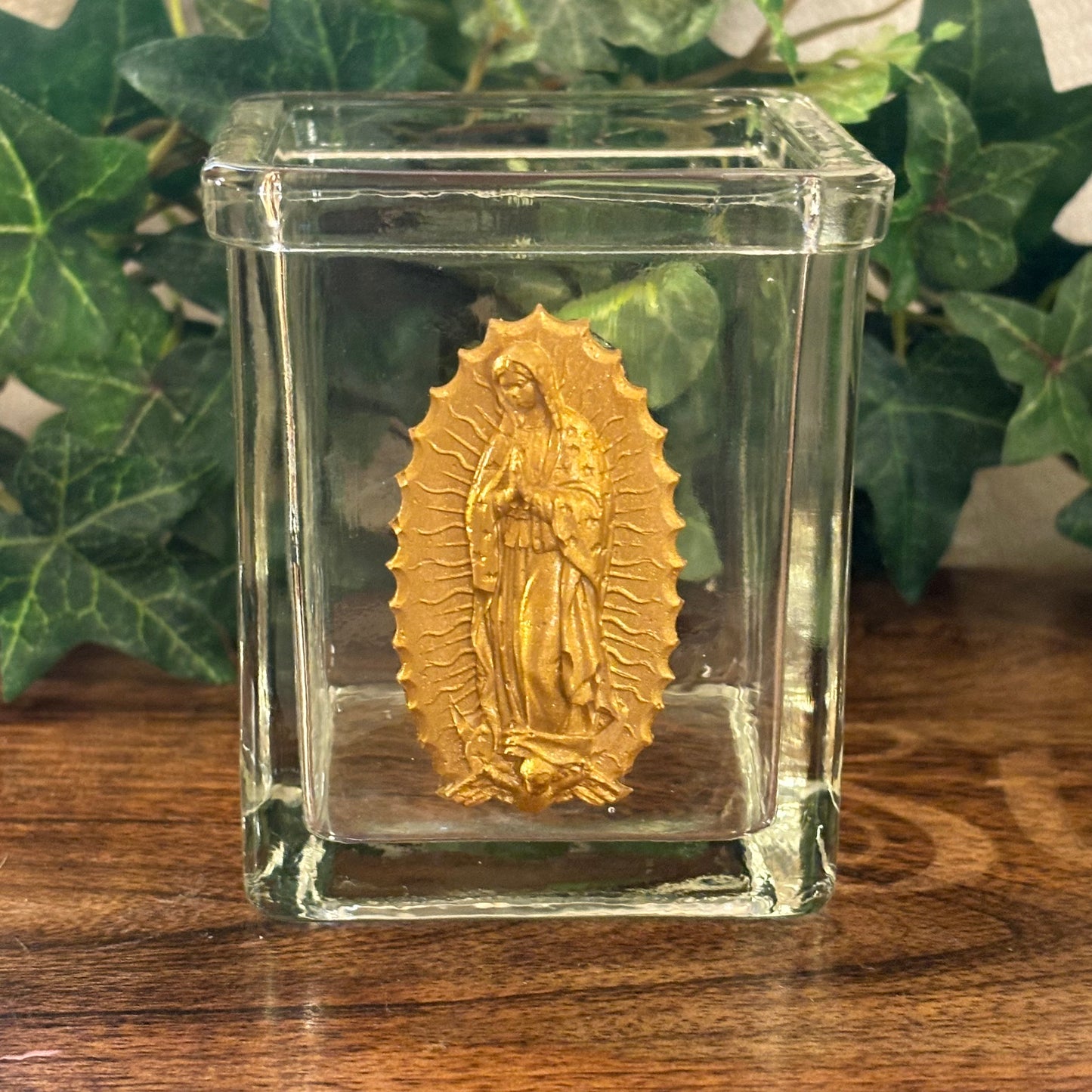 The Virgin Mary Intaglio on Glass Vase