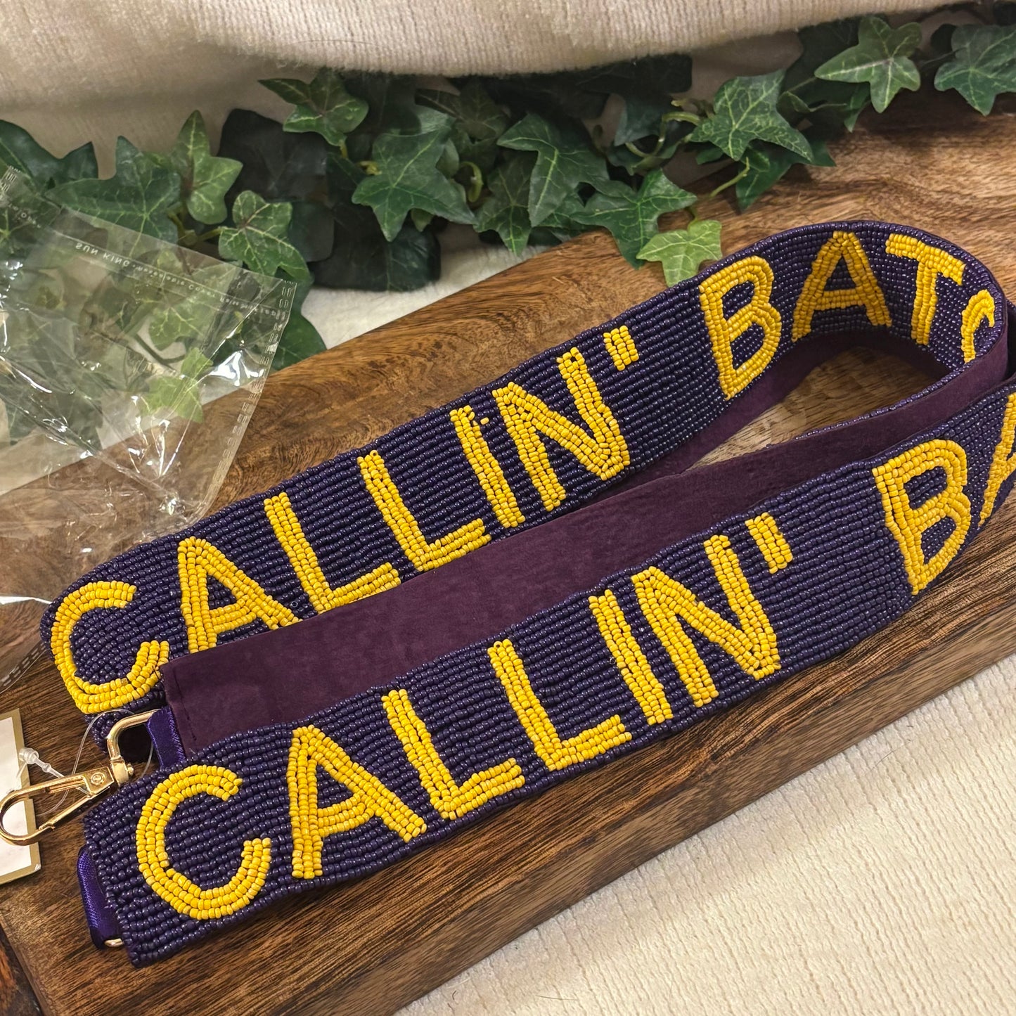 Callin' Baton Rouge Beaded Purse Strap • Purple/Yellow 44"