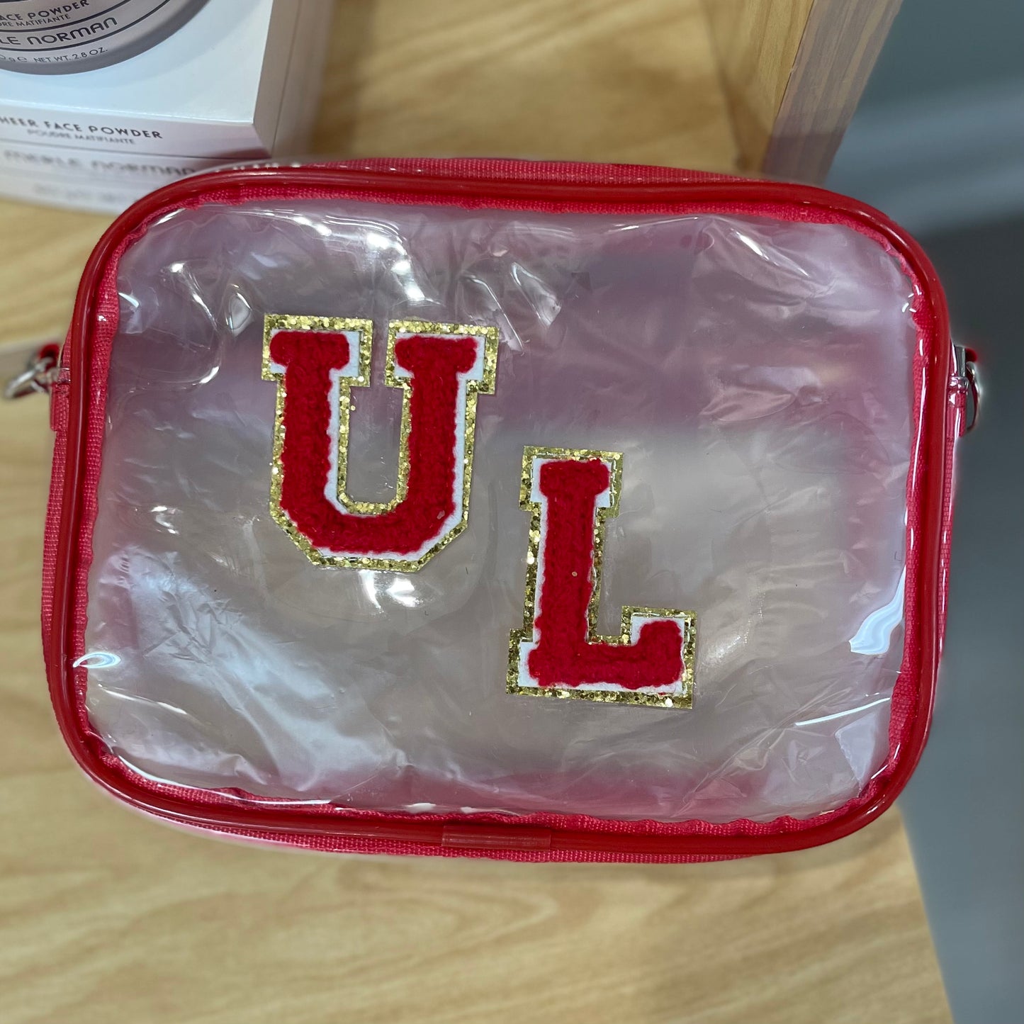Stadium Bags: Clear Crossbody Purse Red and Black