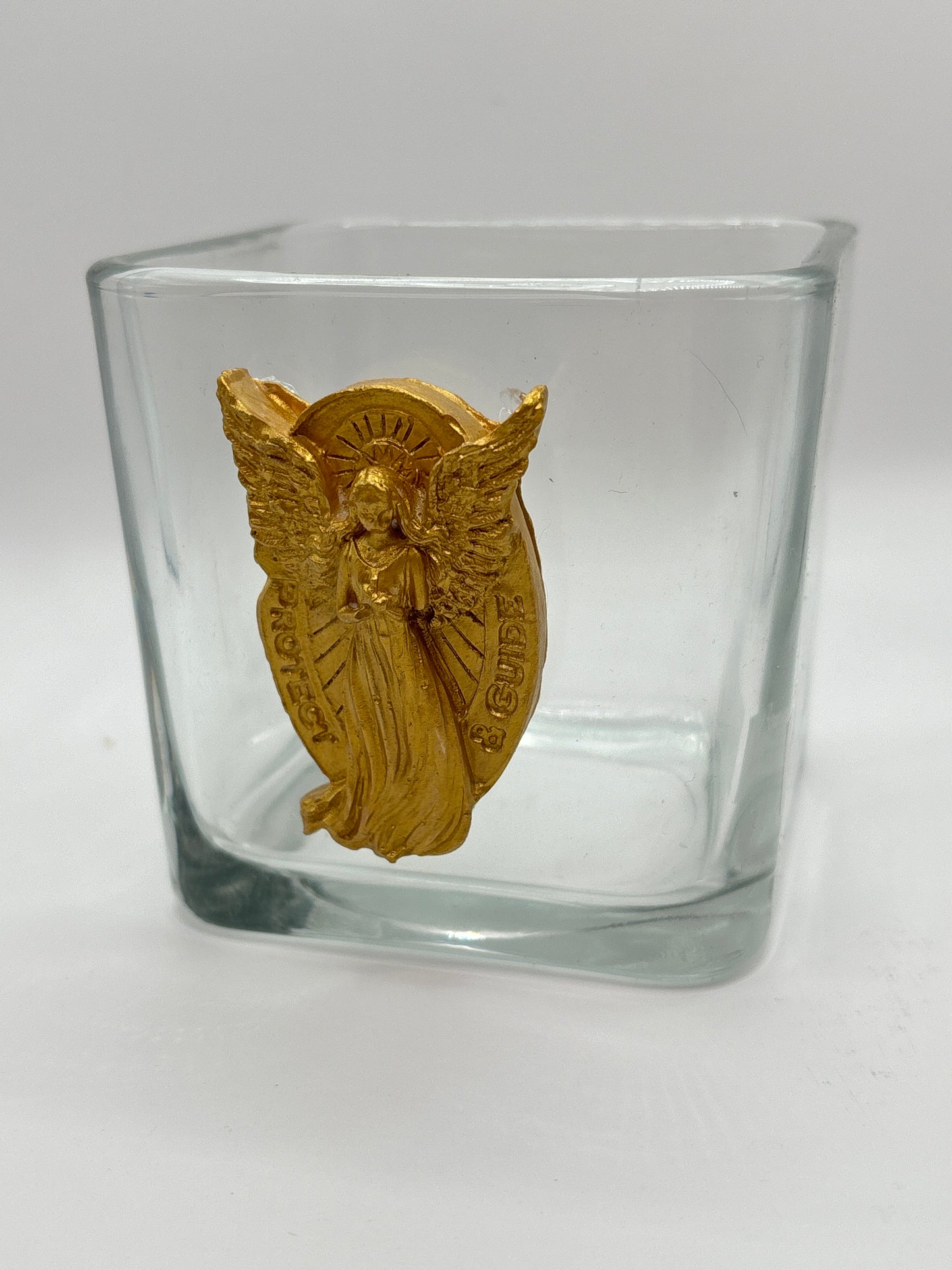 Glass Vase featuring a Gold Guardian Angel Intaglio