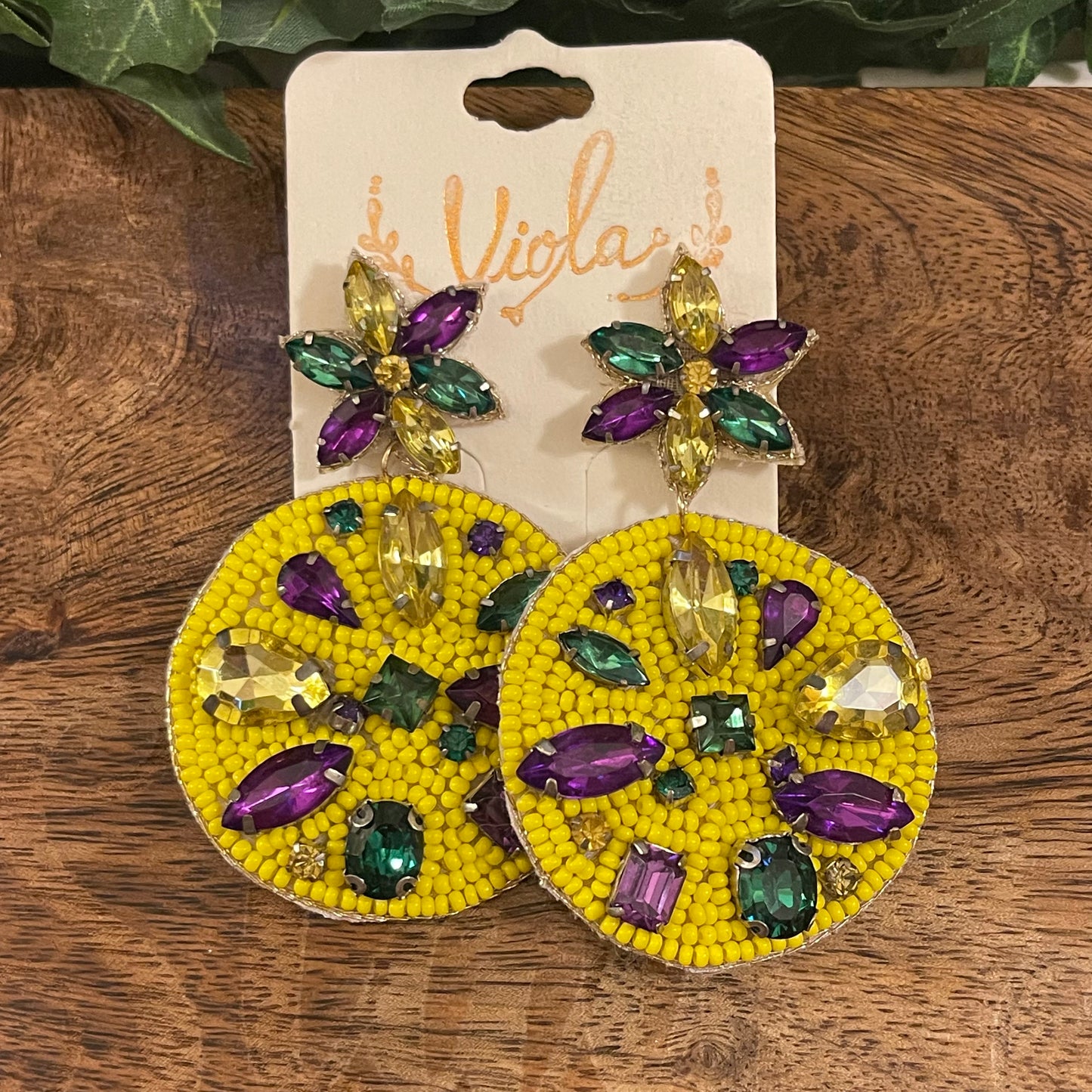 Mardi Gras: Seed Bead Drop Earrings