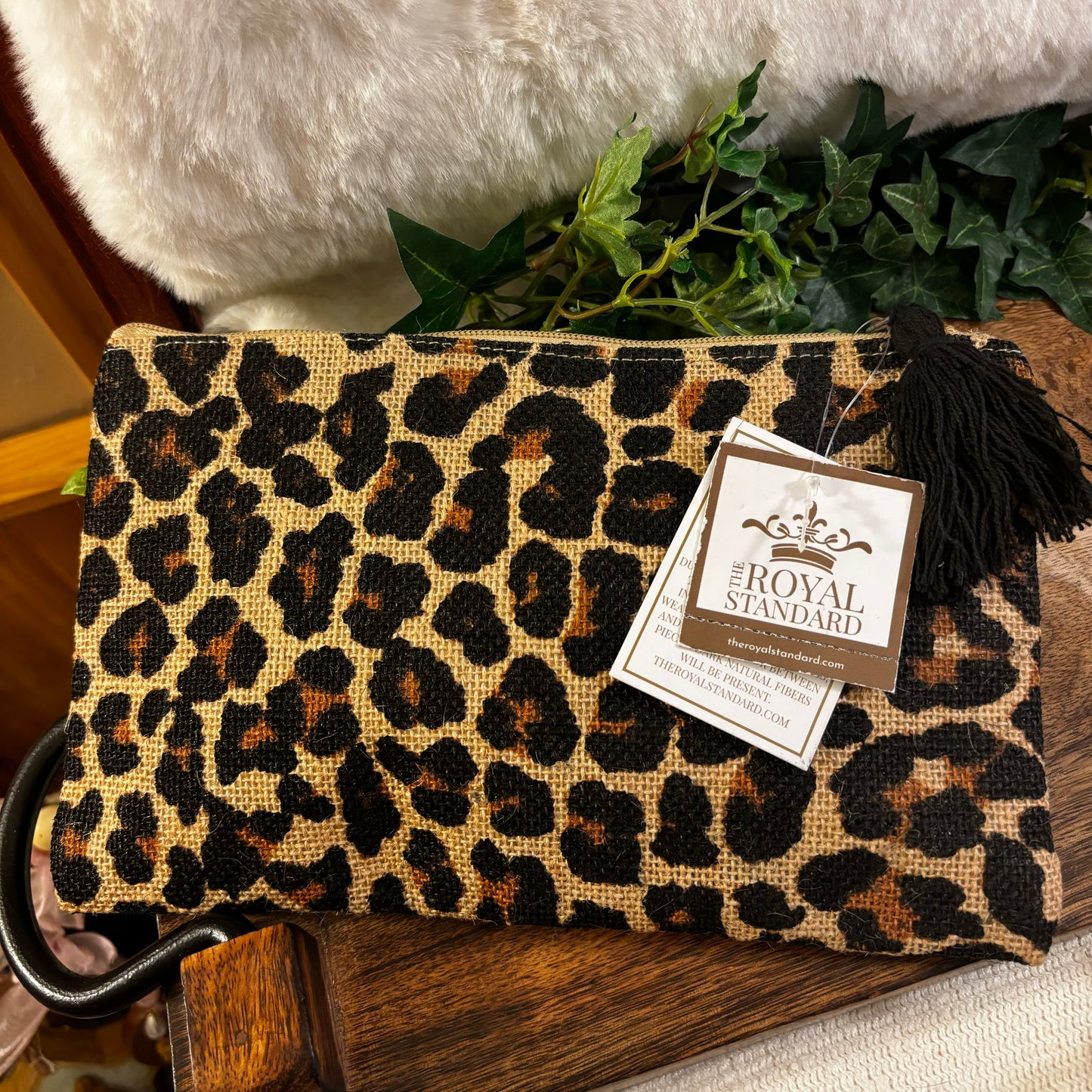 Leopard Cosmetic Bag Black/Natural 10x6