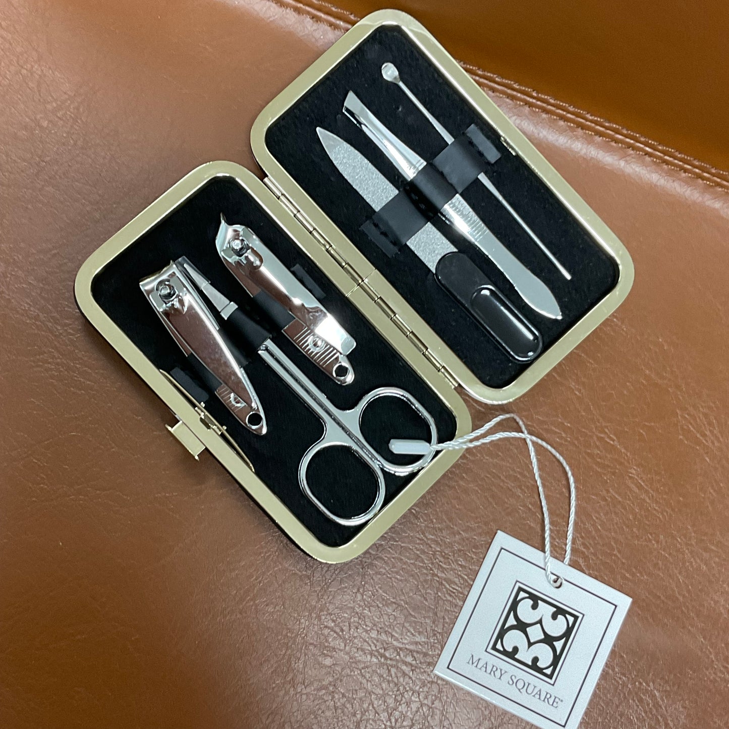 Mary Square “Bride” Manicure Set Hard Travel Case