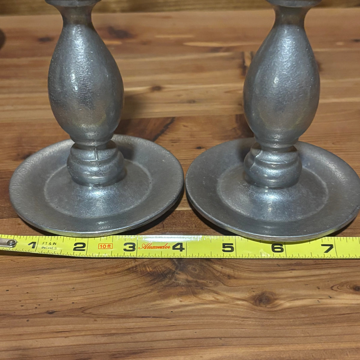 Pair of Vintage Pewter Candlesticks Candle Holders