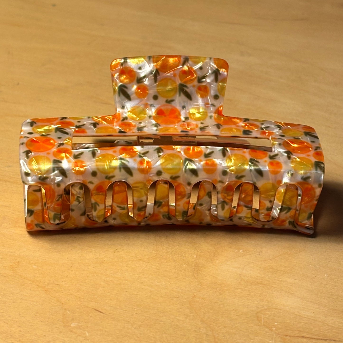 Hair Claw Clip 4” Tangerine and Lemons