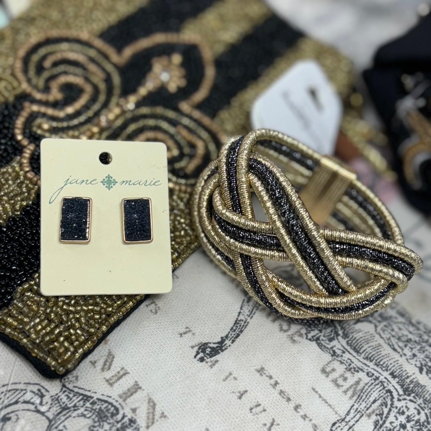 Black And Gold Magnetic Closure Bracelet