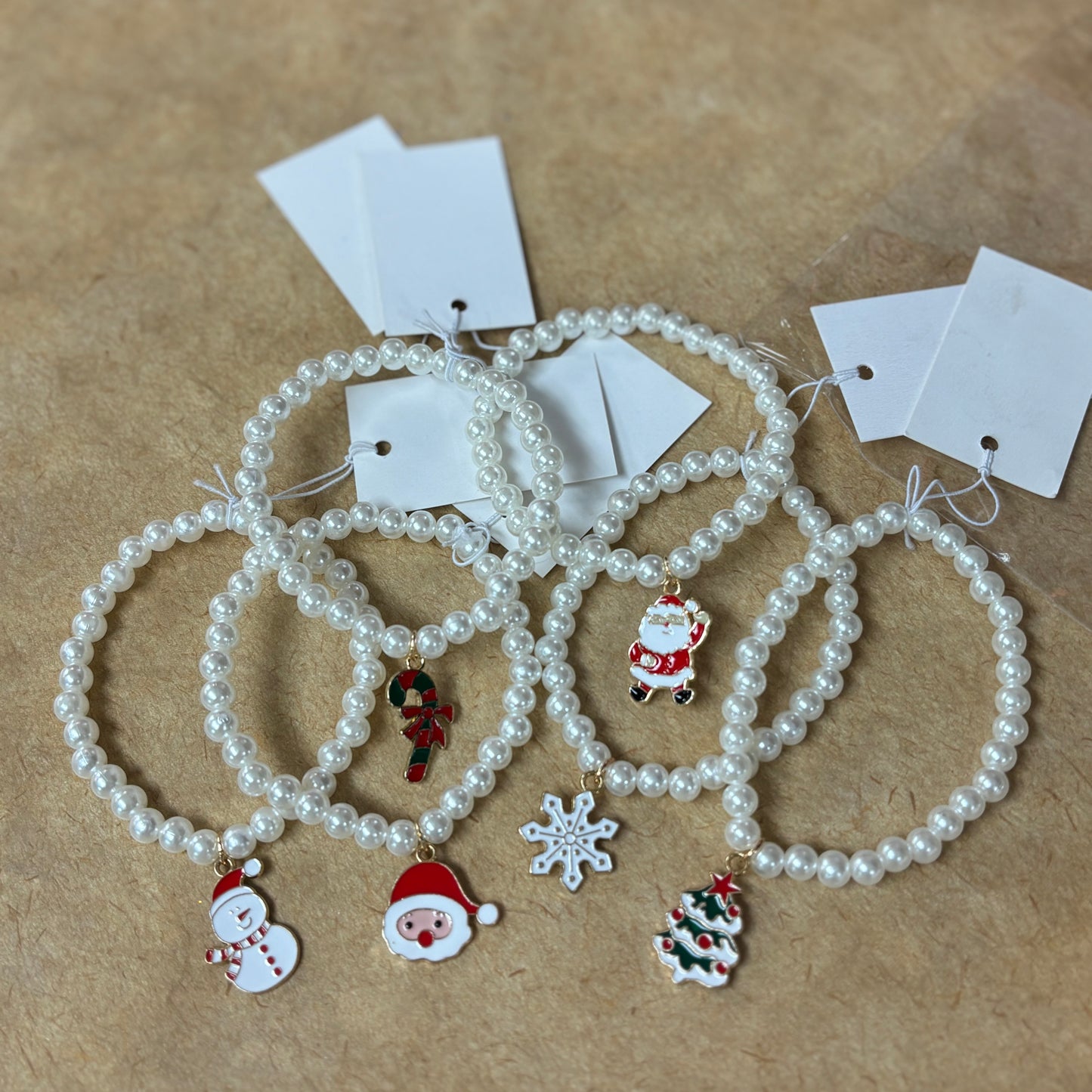 Christmas Faux Pearl Beaded Bracelet