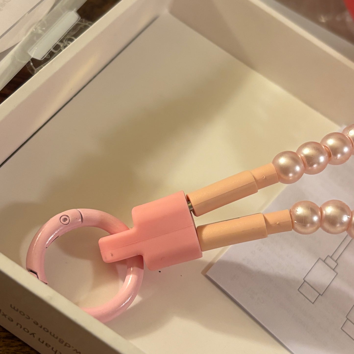 Pretty in Pink Pearls 60w Phone Charger 3.3 ft long