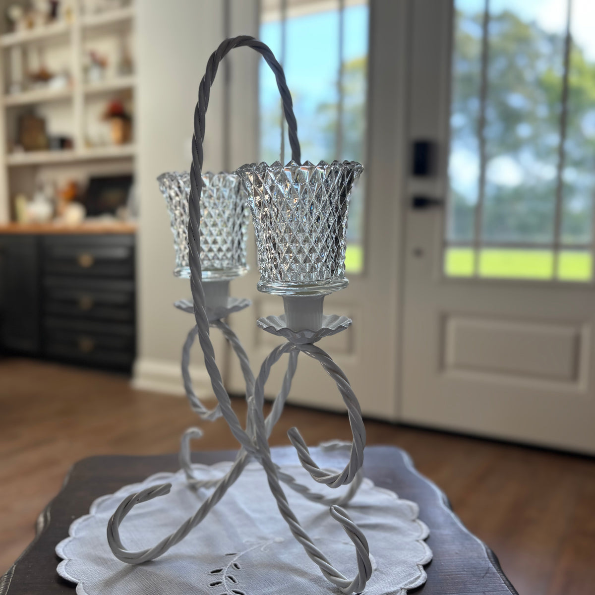 Vintage HOMCO Twisted Metal Candle Holder