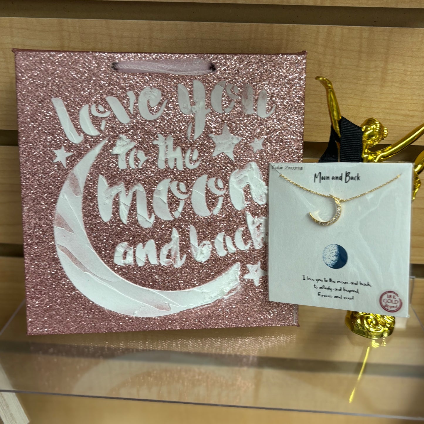 Gold Necklace with Moon Pendant or Moon Artwork