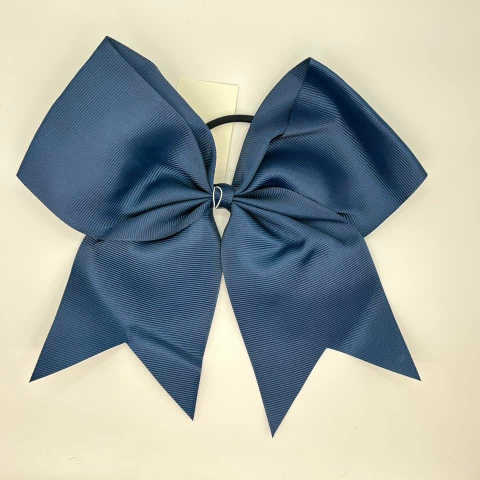 Large Bow with Attached Ponytail Holder Navy or Orange
