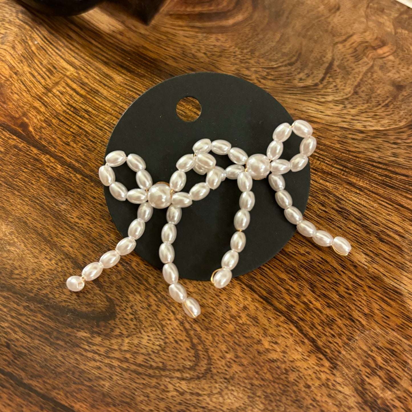 Bow Faux Pearl Post Back Earrings