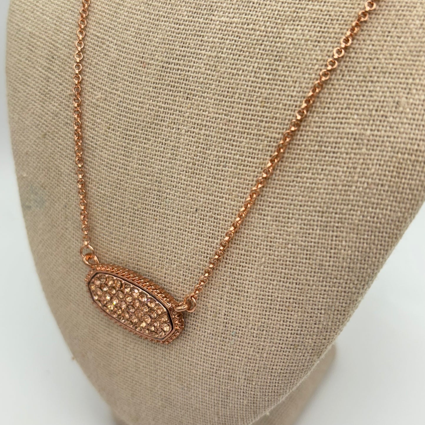 Rose Gold Rhinestone Embellished Necklace