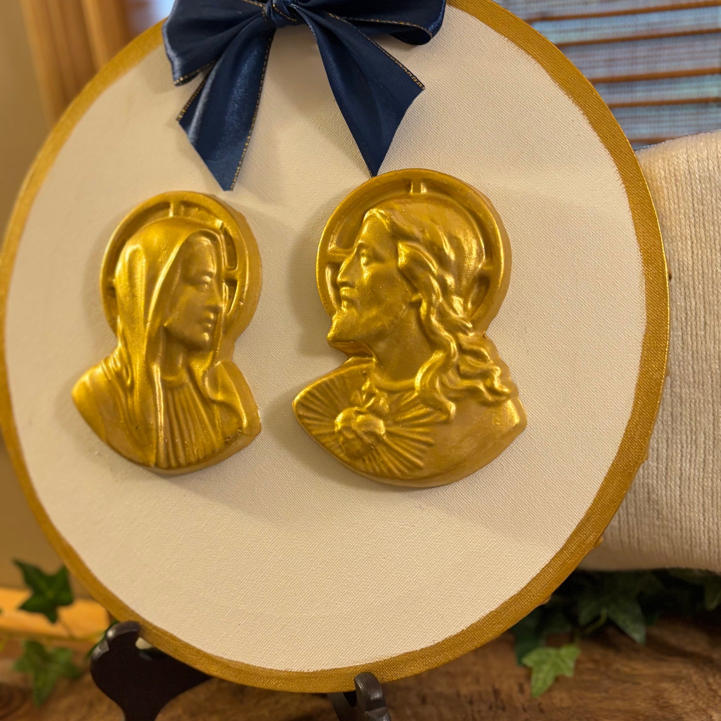 Sacred Heart Jesus and Immaculate Heart Mary On 12” Canvas