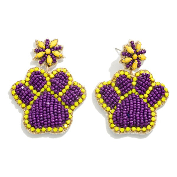 GameDay: Tiger Paw Seed Bead Post Back Earrings