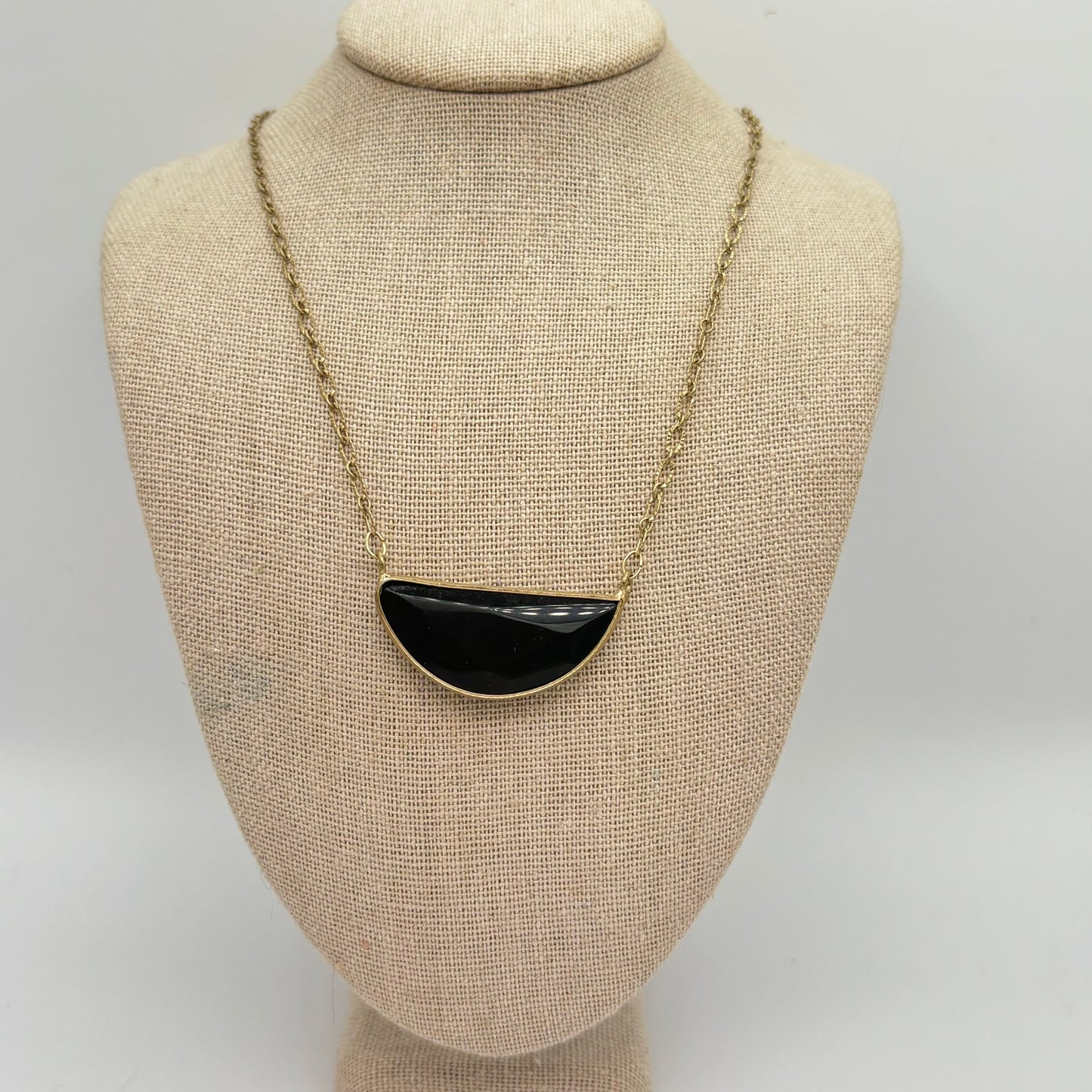 Black Semi Precious Stone Necklace 16” Plus Extension