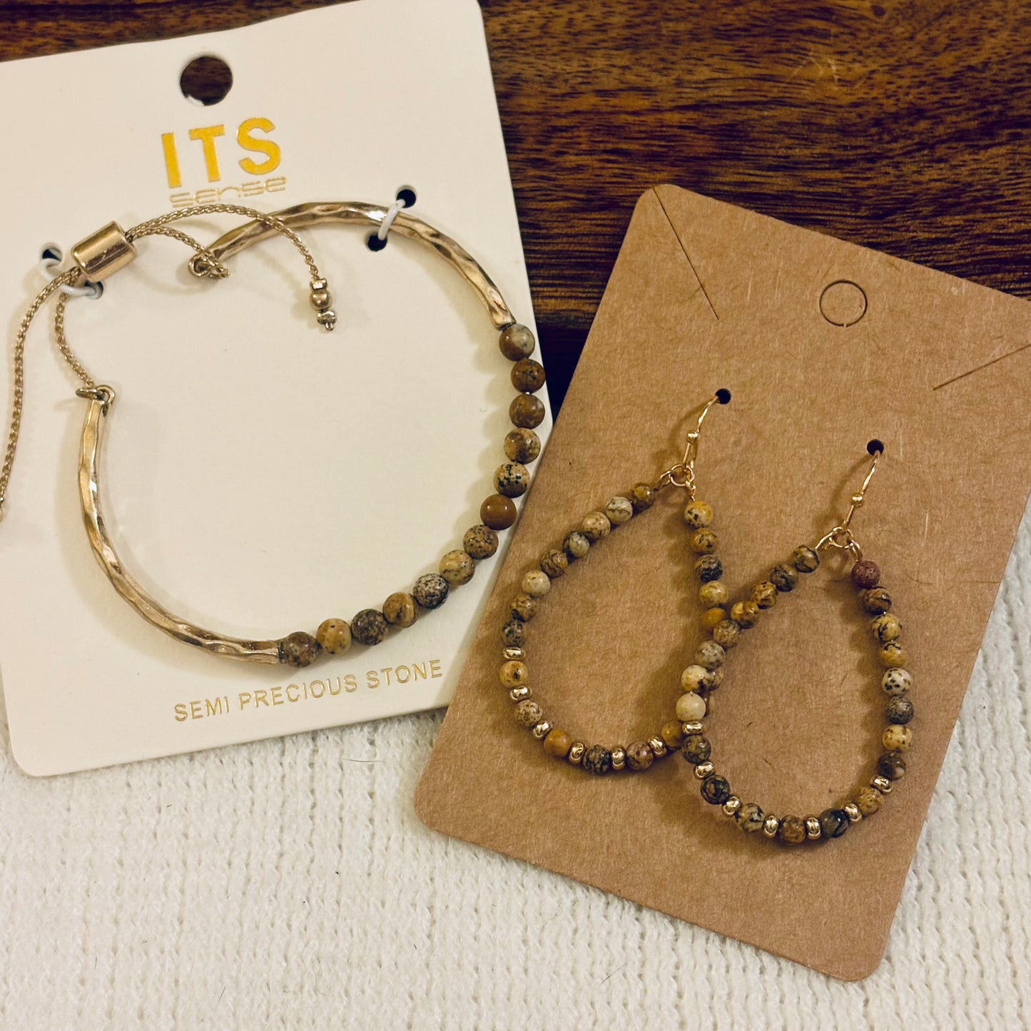 Brown Jasper Bolo Bracelet or Teardrop Earrings