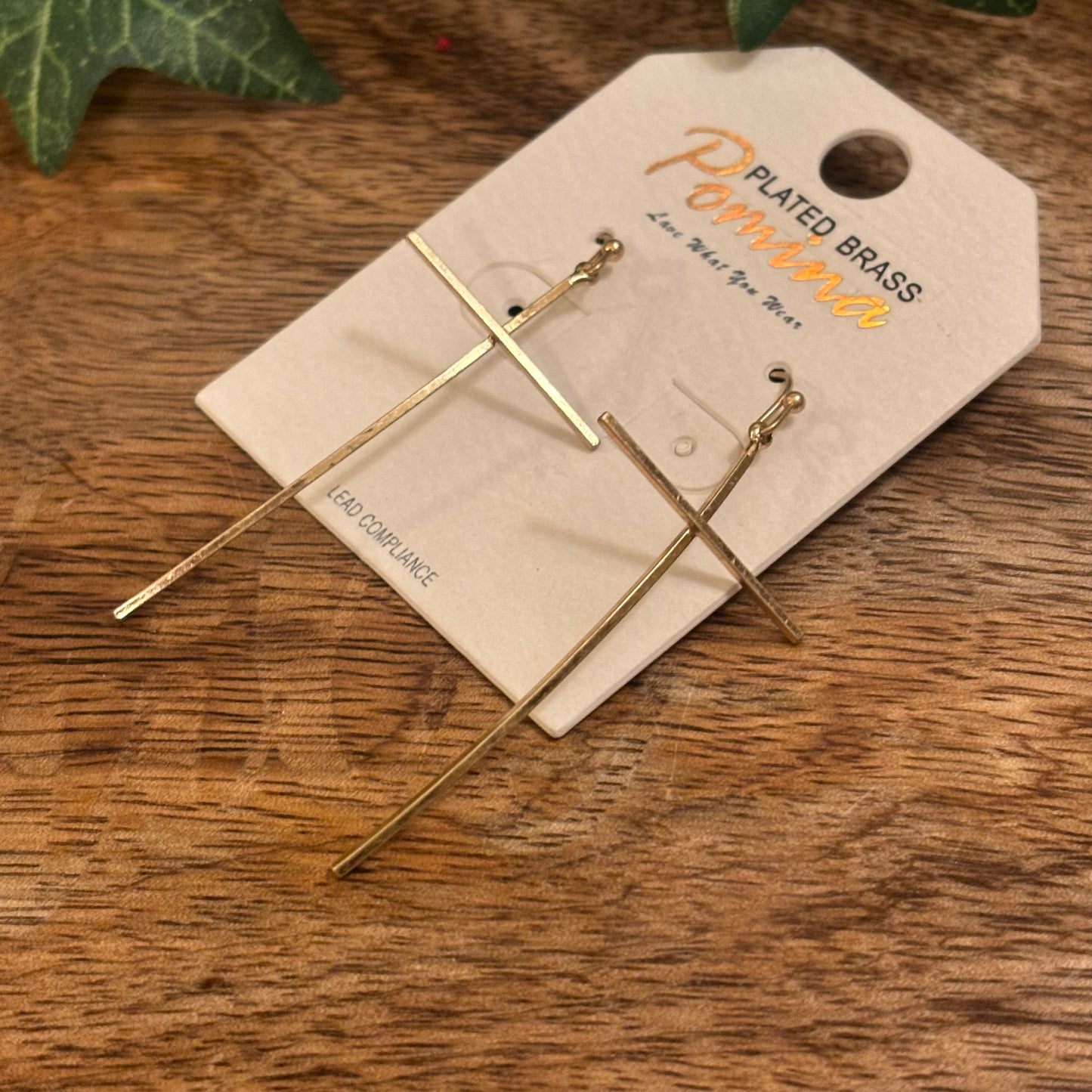 Earrings - Cross Dangle Earrings Gold