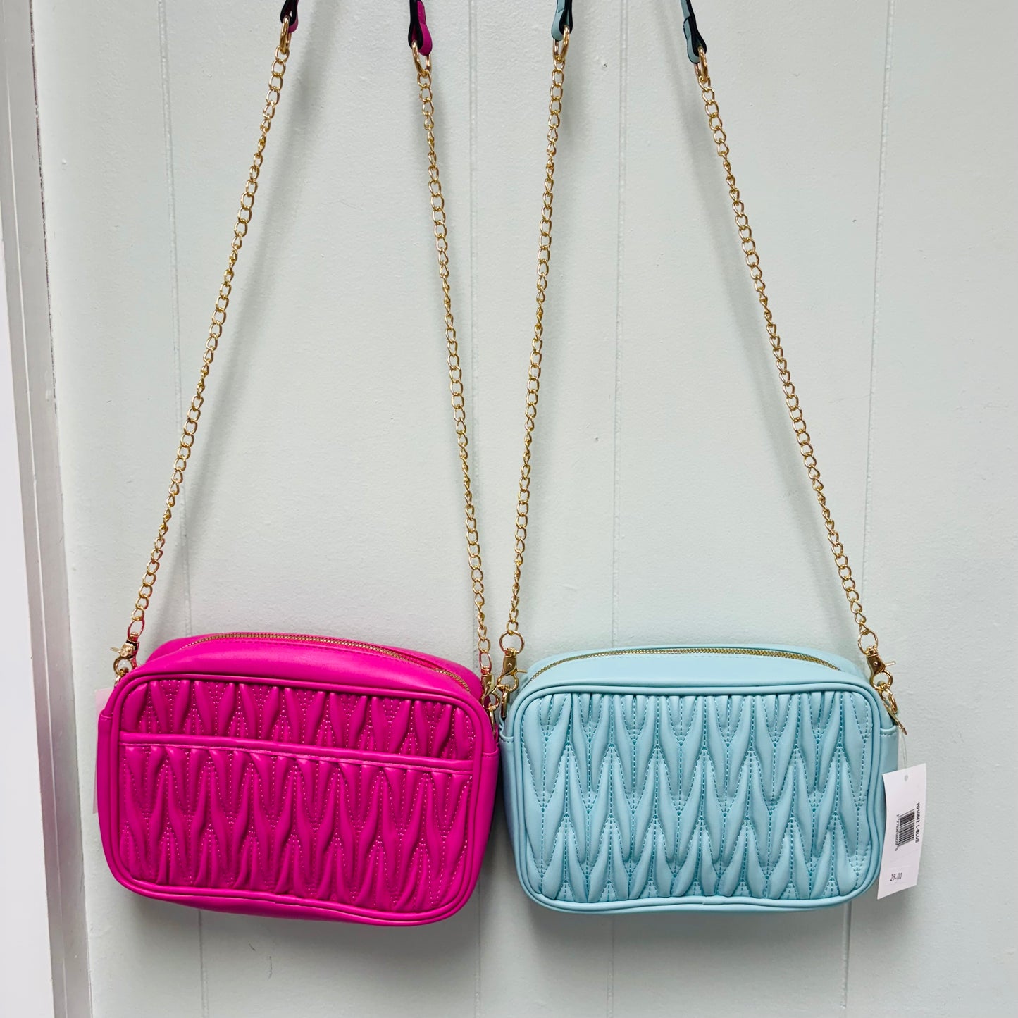 Hot Pink Crossbody Purse with Chain Strap