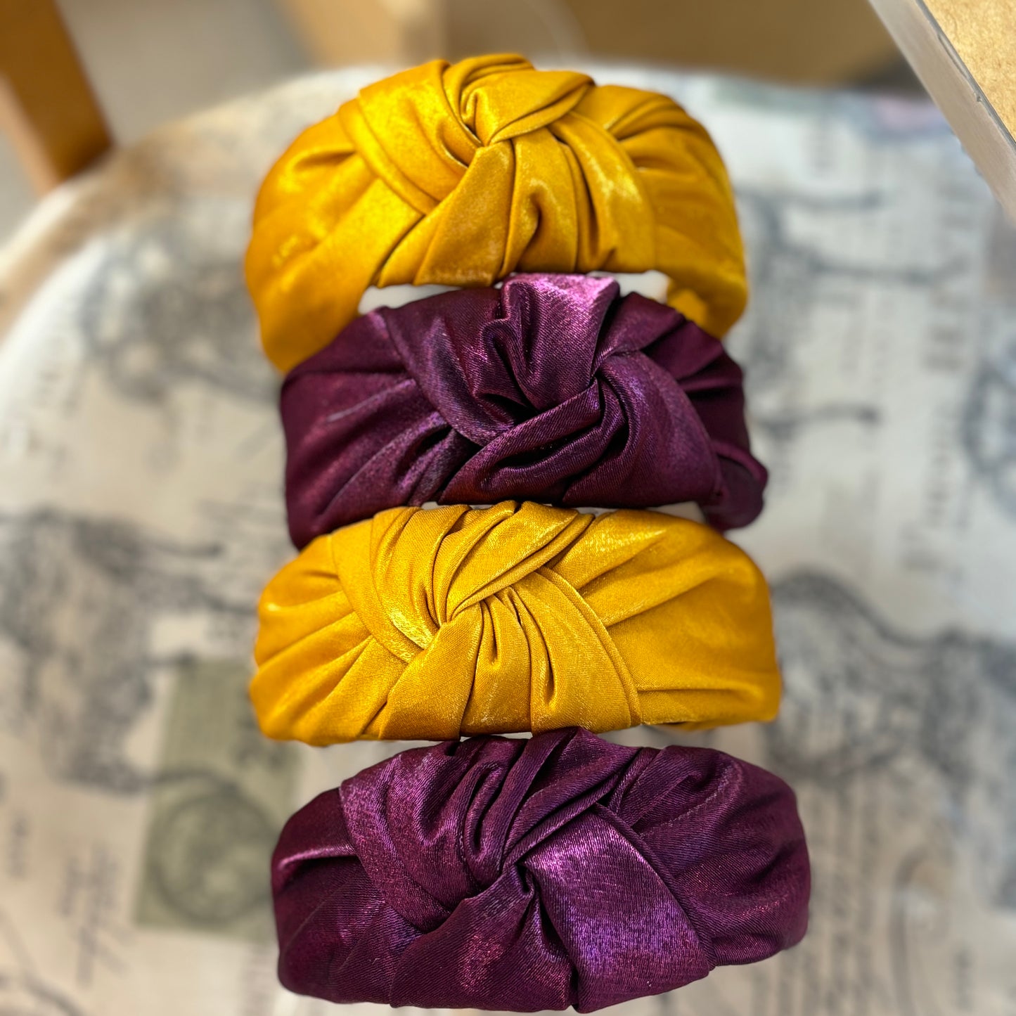 Satin Top Knot Headband - Purple