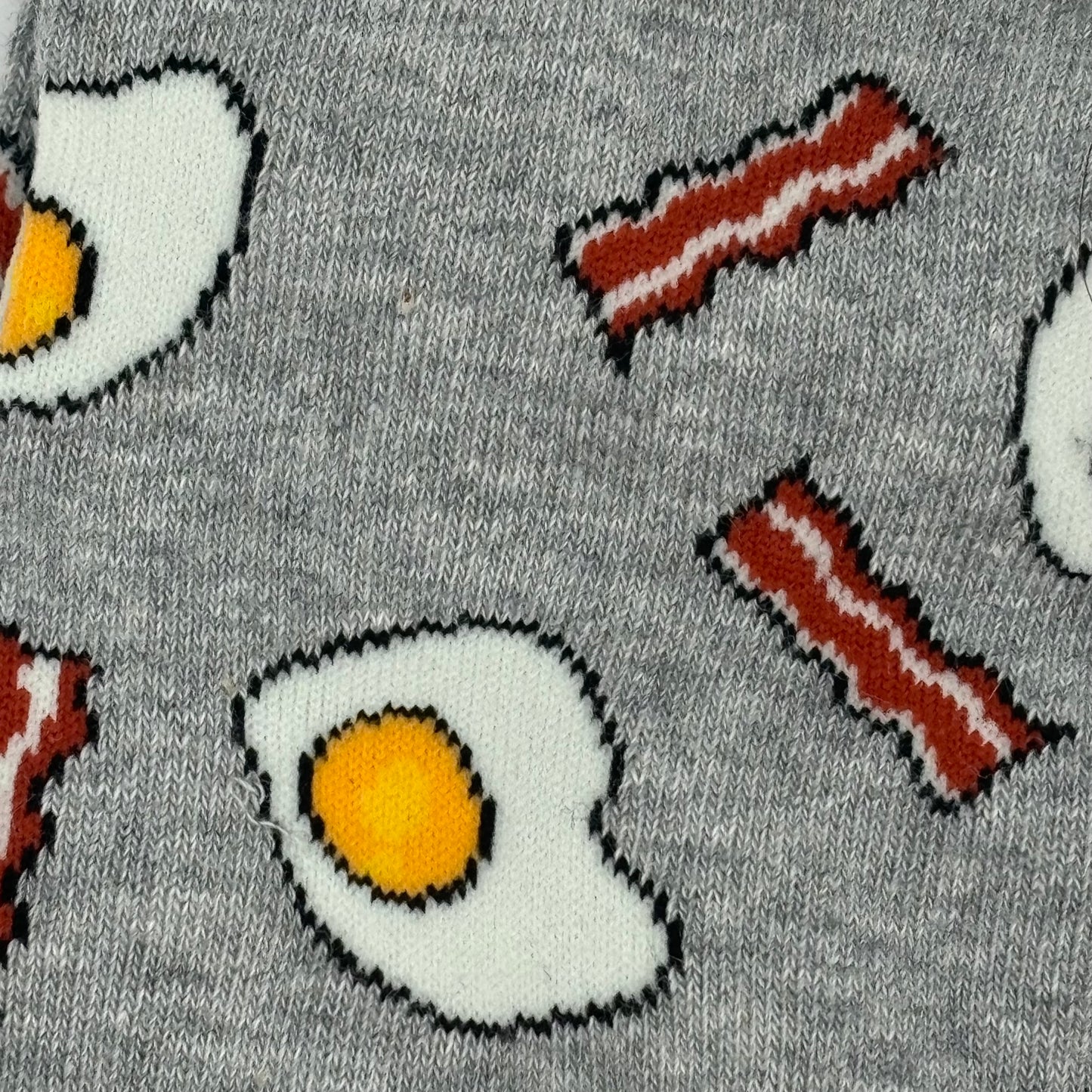 Mens Bacon and Eggs Socks in the colors Gray/Red/White • One Size