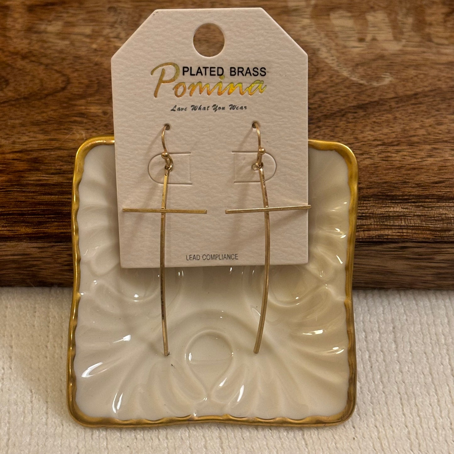 Earrings - Cross Dangle Earrings Gold
