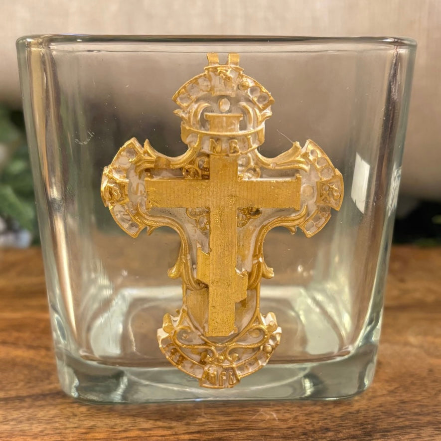 Glass Vase featuring a Gold Cross Intaglio