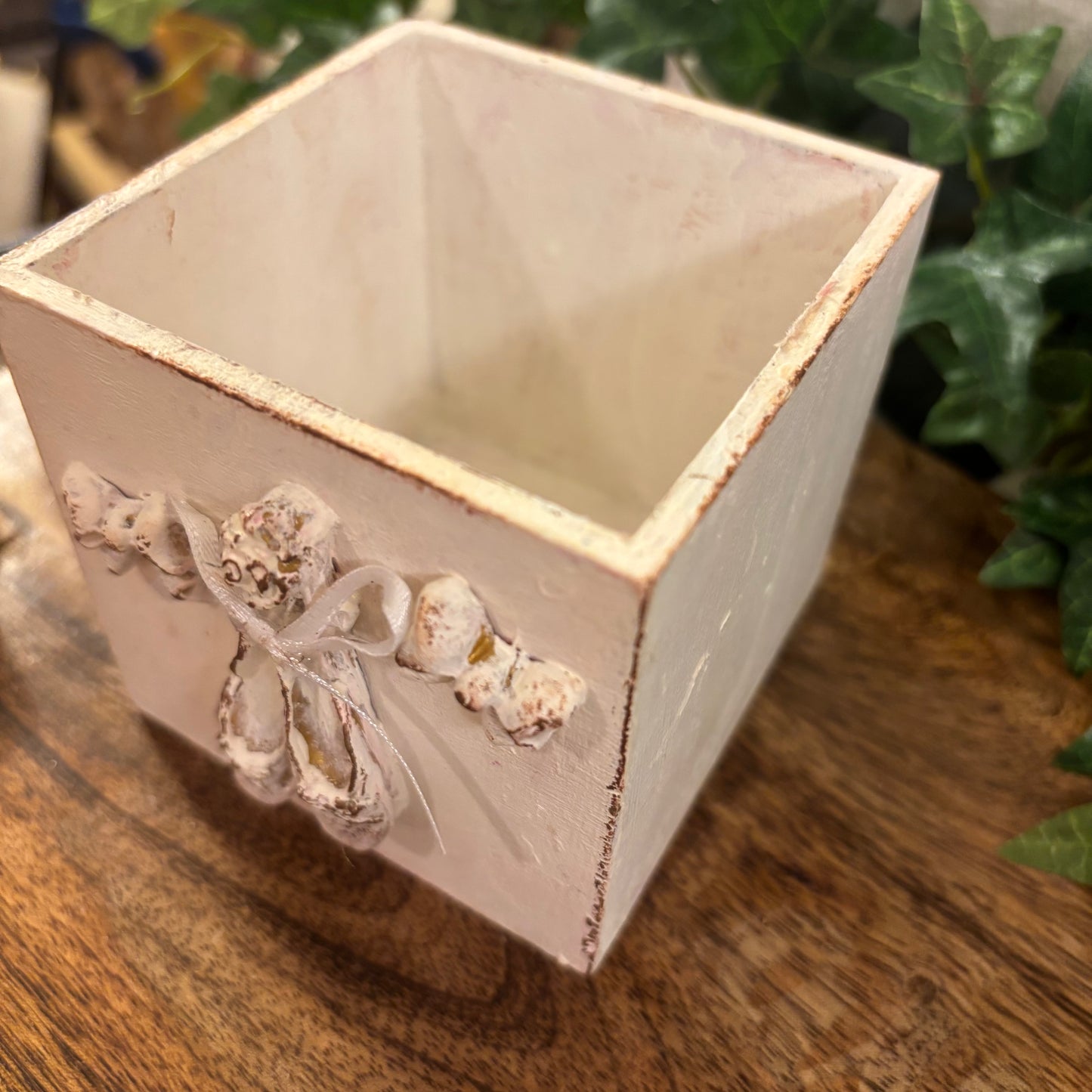 Handmade Casted Ballerina Slippers with Sweet Bow on an Open Box