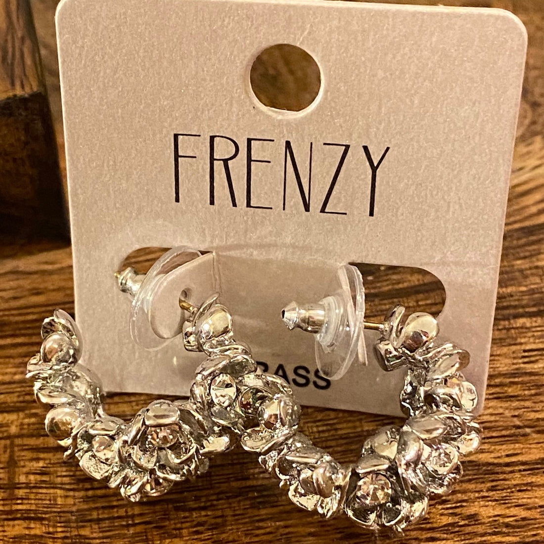 Silver And Rhinestone Hoop .5”