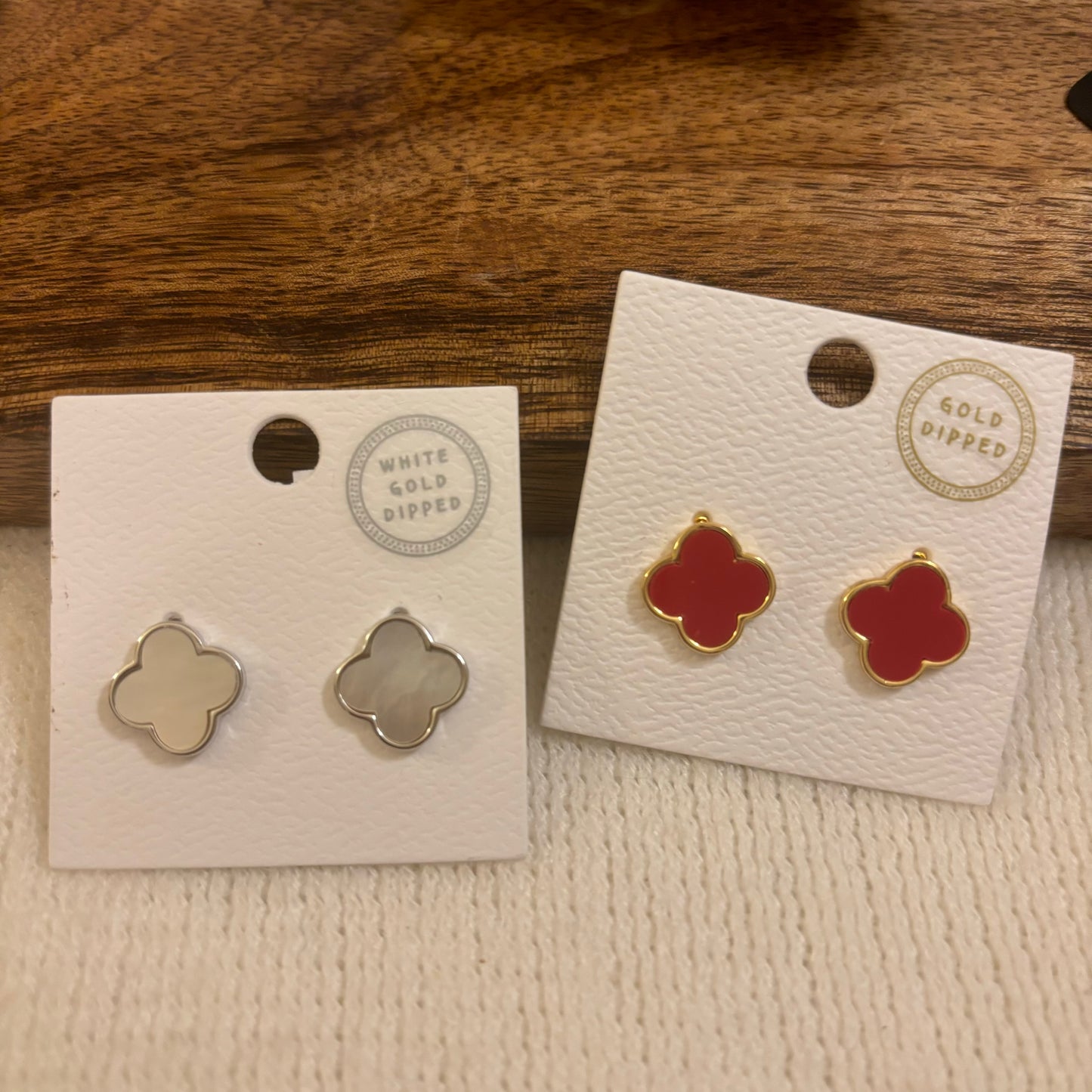 Gold Dipped Clover Stud Earrings
