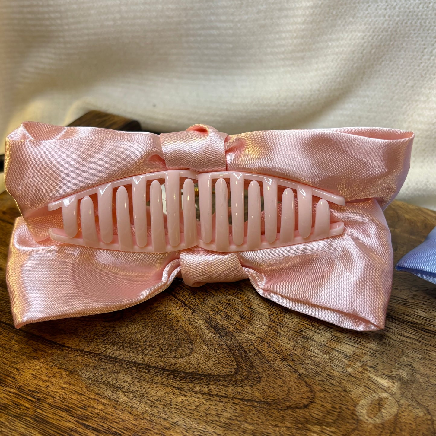 Pink or Blue Bow Hair Claw Clip 4.5”