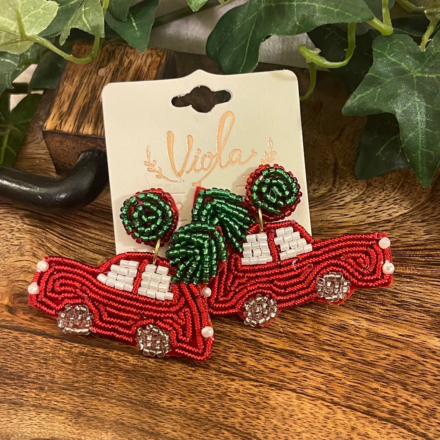 Christmas Seed Bead Post Back Earrings ~ Joy • Car • Angel
