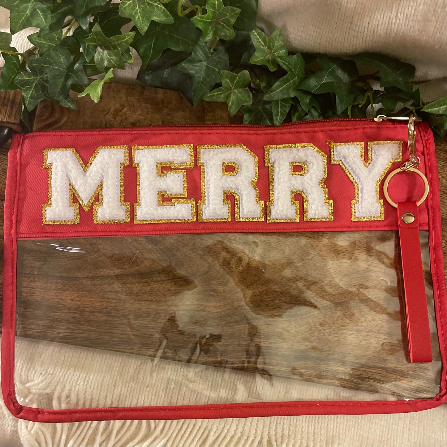 Santa Stadium Bags: Clear Clutch Wristlet Bag