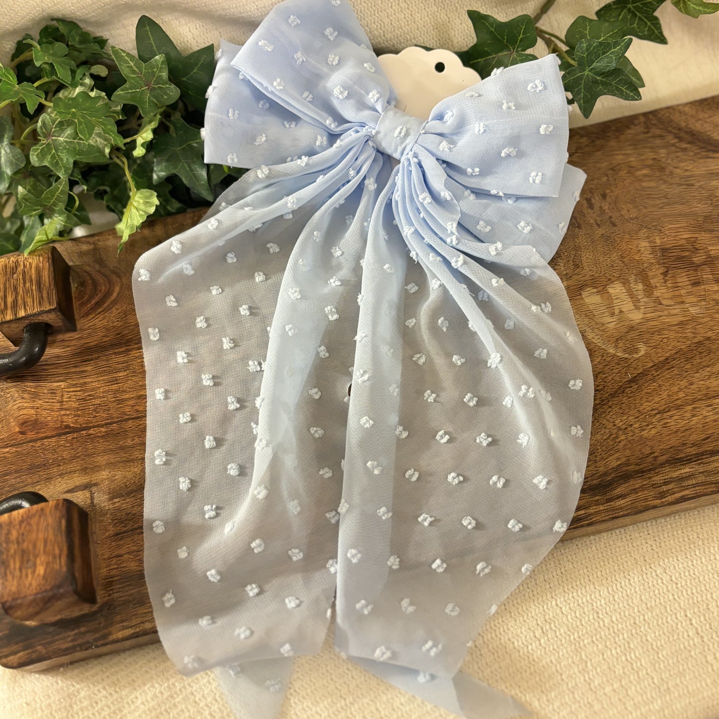 Swiss Dot Large Hair Bow