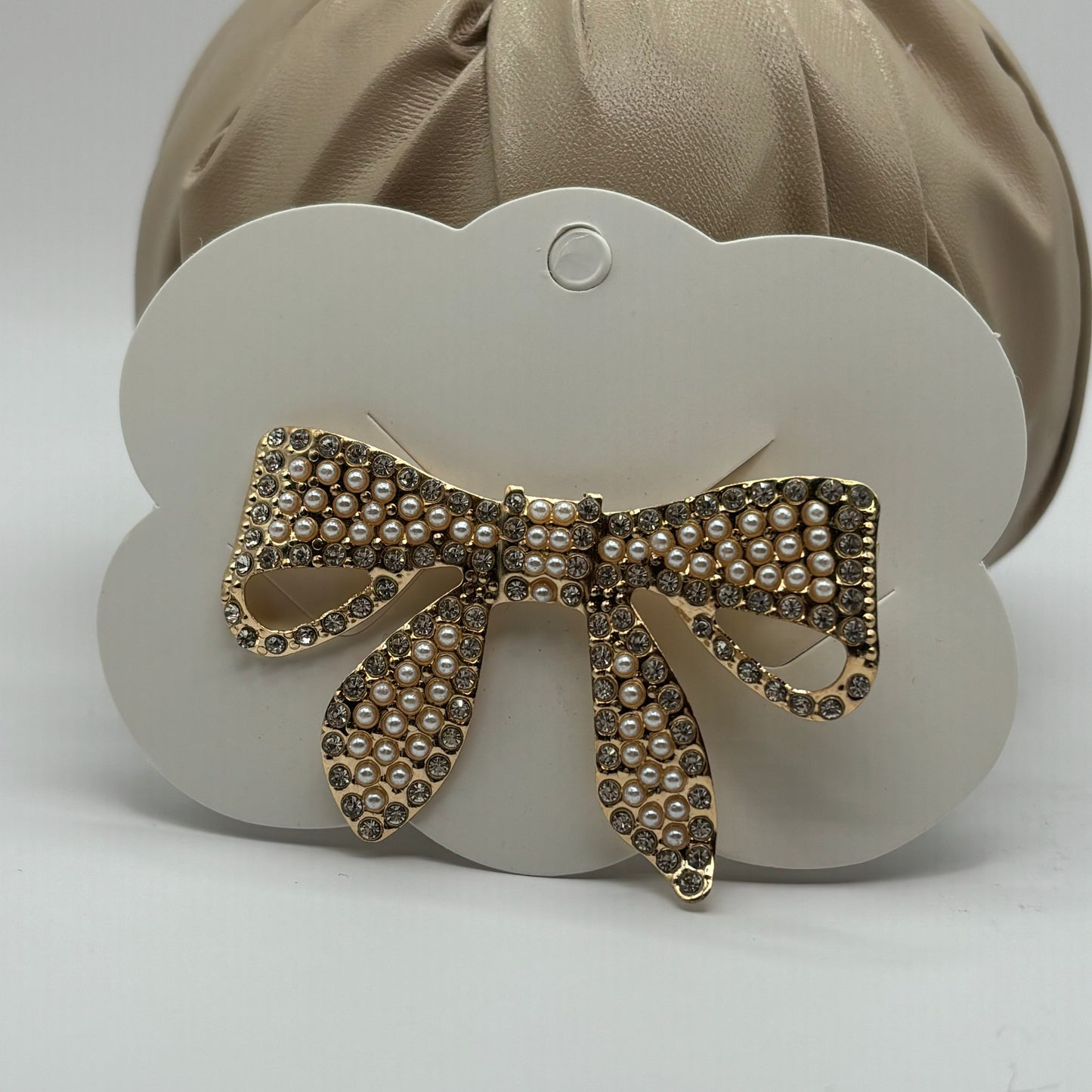 Rhinestone and Pearl Encrusted Bow Barrette