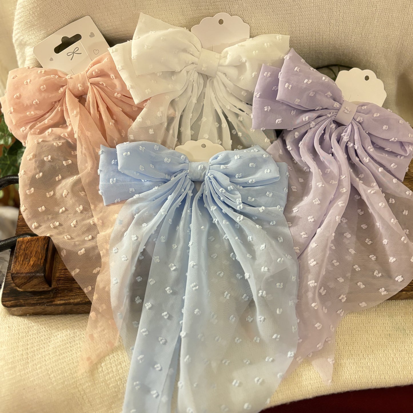 Swiss Dot Large Hair Bow