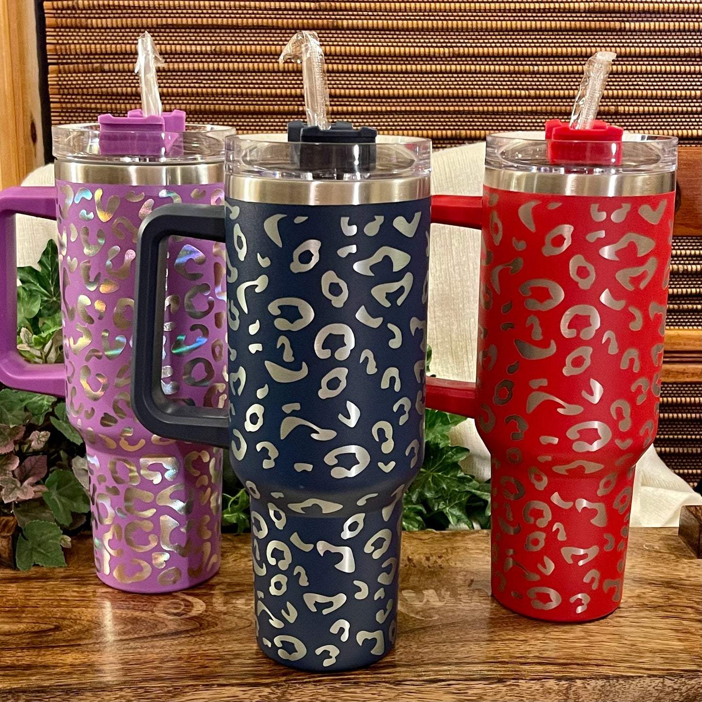 Leopard Print 40oz Tumbler with Straw