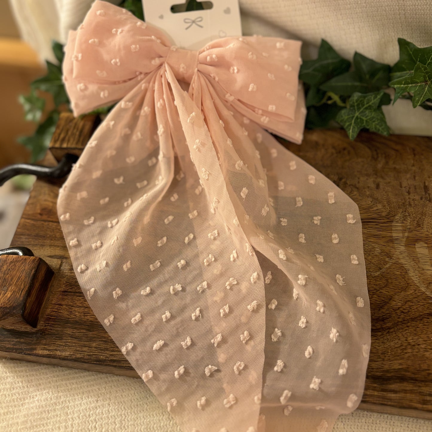 Swiss Dot Large Hair Bow