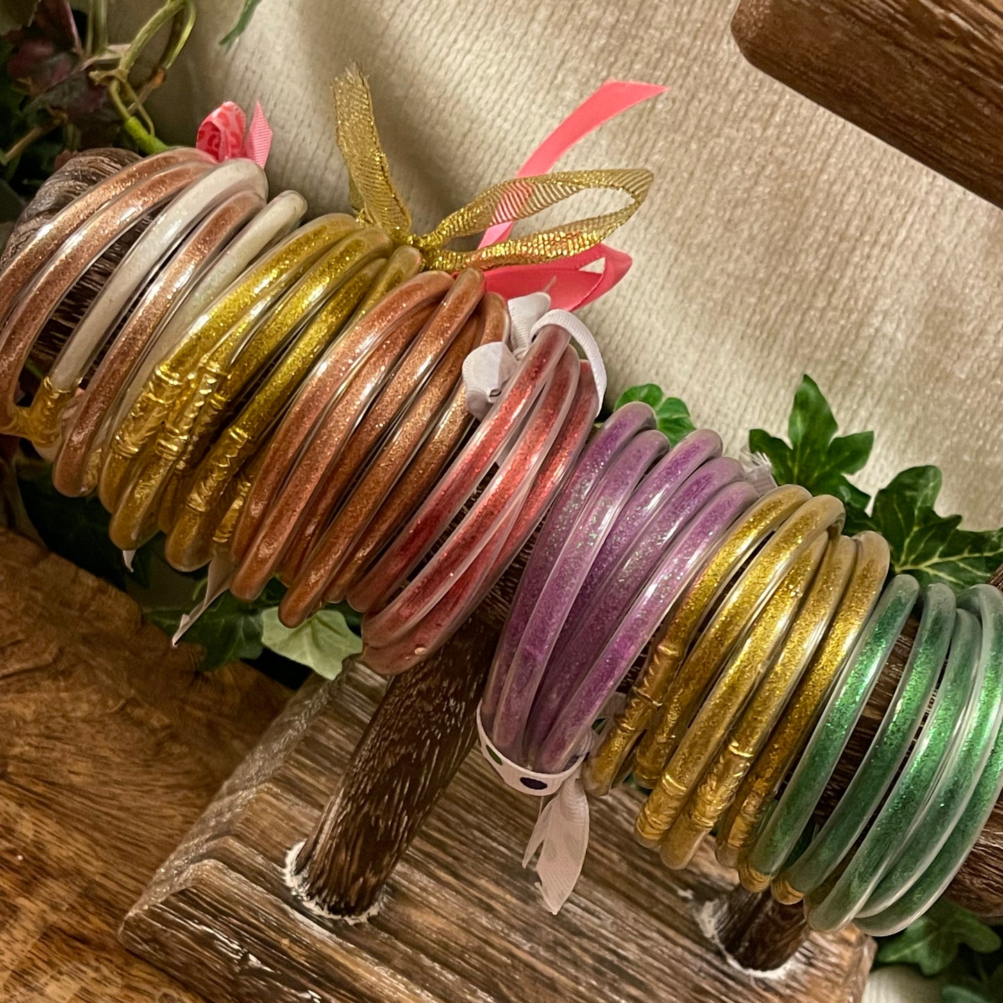 Girls Glitter Jelly Bangle Bracelet Stack