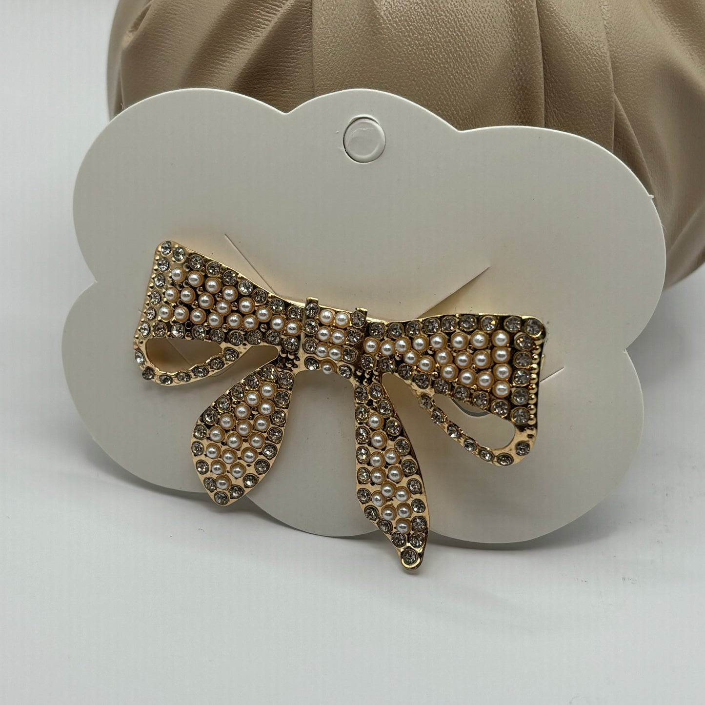 Rhinestone and Pearl Encrusted Bow Barrette
