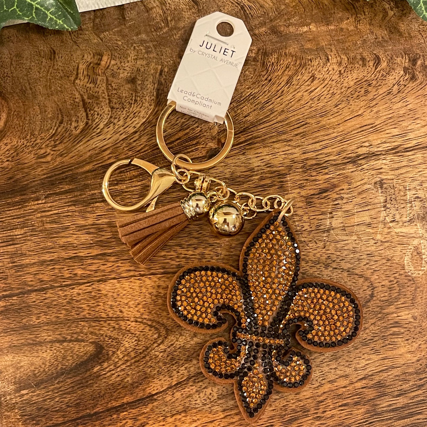 Fleur de Lis Keychain with Embellished Rhinestones