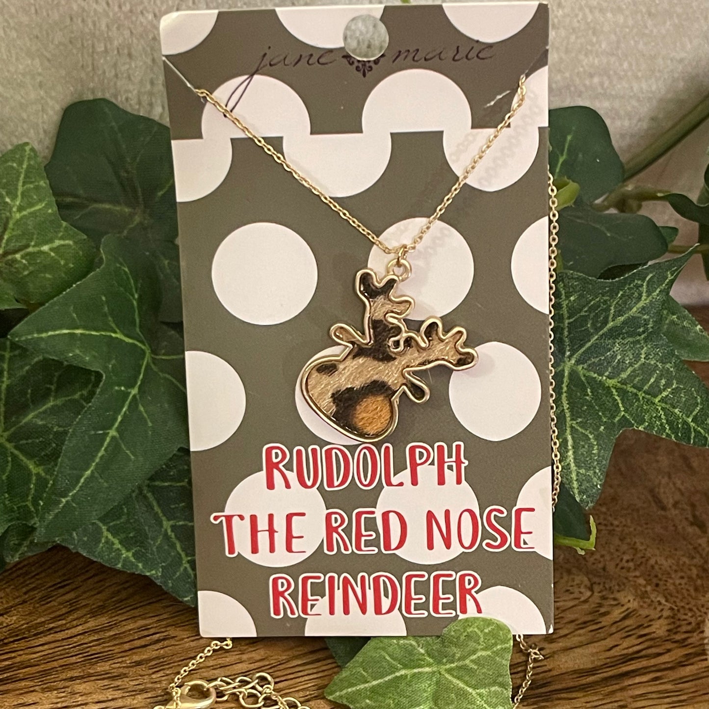Jane Marie Leopard Print Rudolf Pendant Necklace