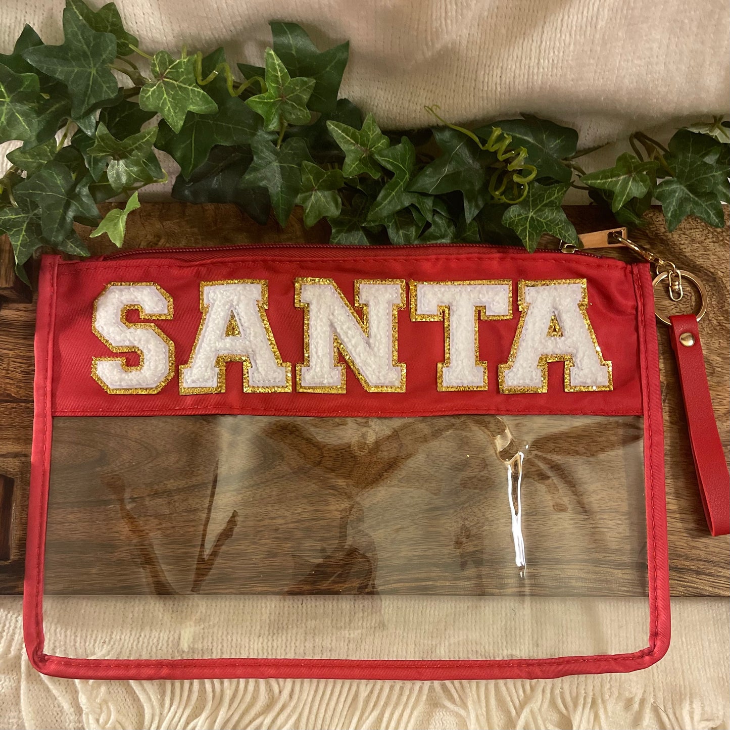 Christmas: Santa Stadium Bags Clear Clutch Wristlet Bag