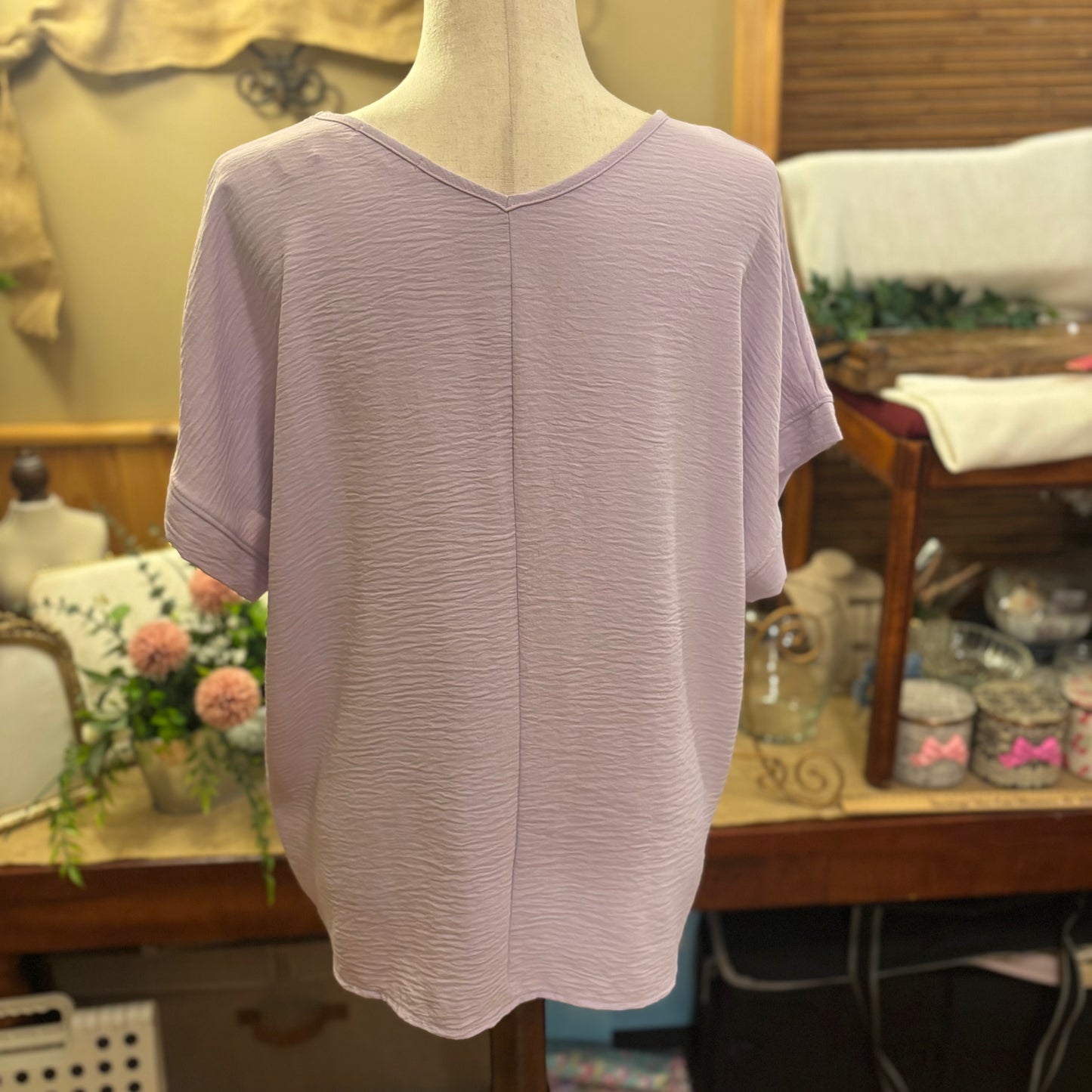 Ladies V-Neck Short Sleeve Top