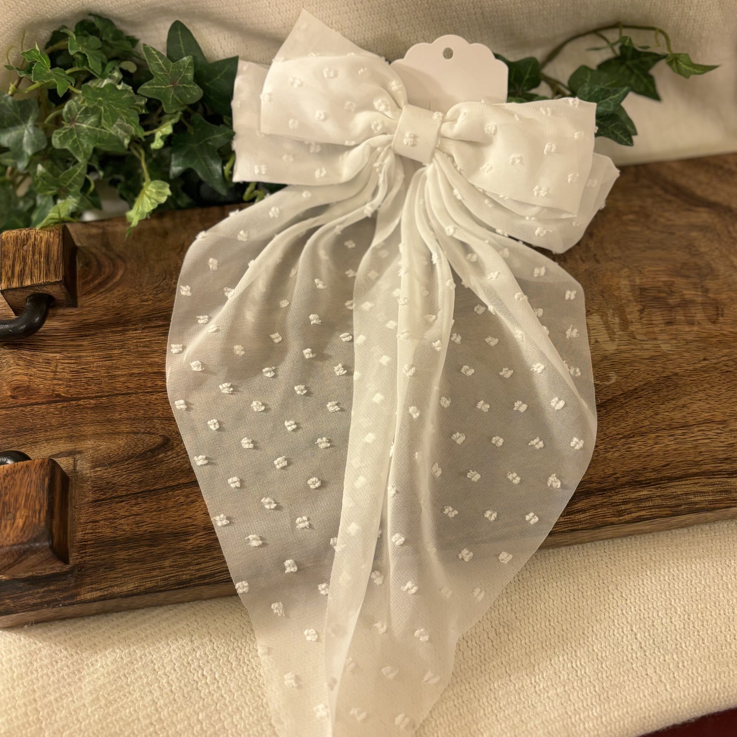 Swiss Dot Large Hair Bow