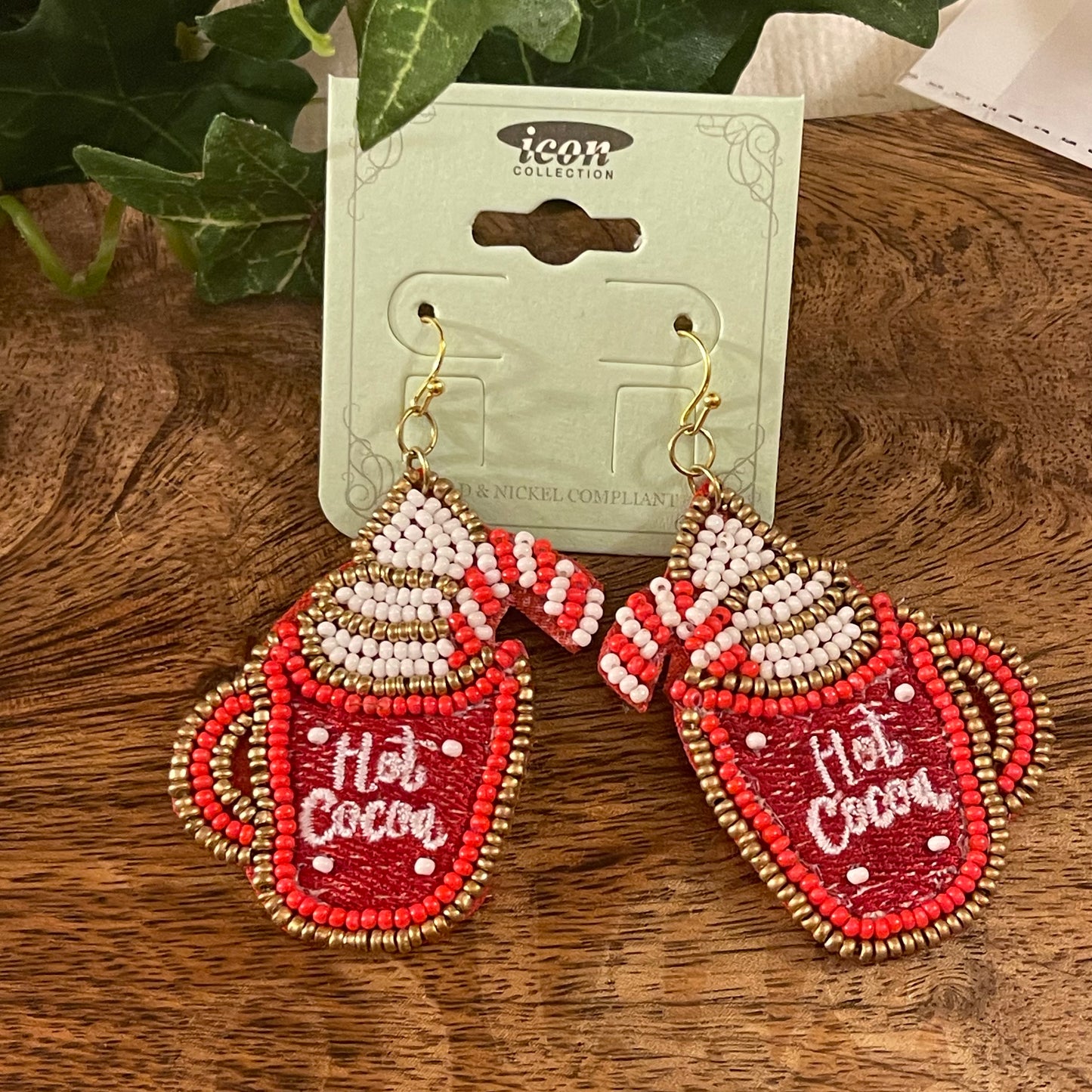 Christmas Seed Bead Earrings ~ Reindeer • Pelican • Hot Cocoa